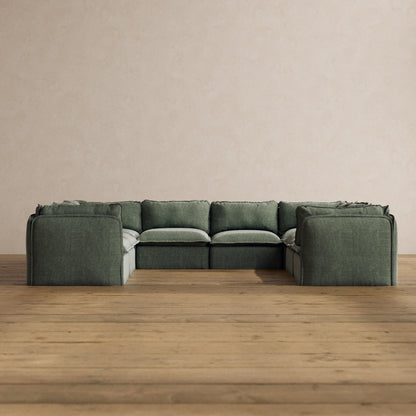 Modular Washable 8-Seater U-Sectional in Willow | Deluxe+ Seat | Cloud Pillow
