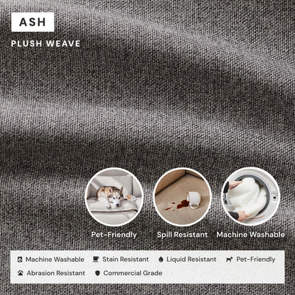 Modular Washable 8-Seater Open-Ends U-Sectional in Ash | Deluxe+ Seat | Cloud Pillow