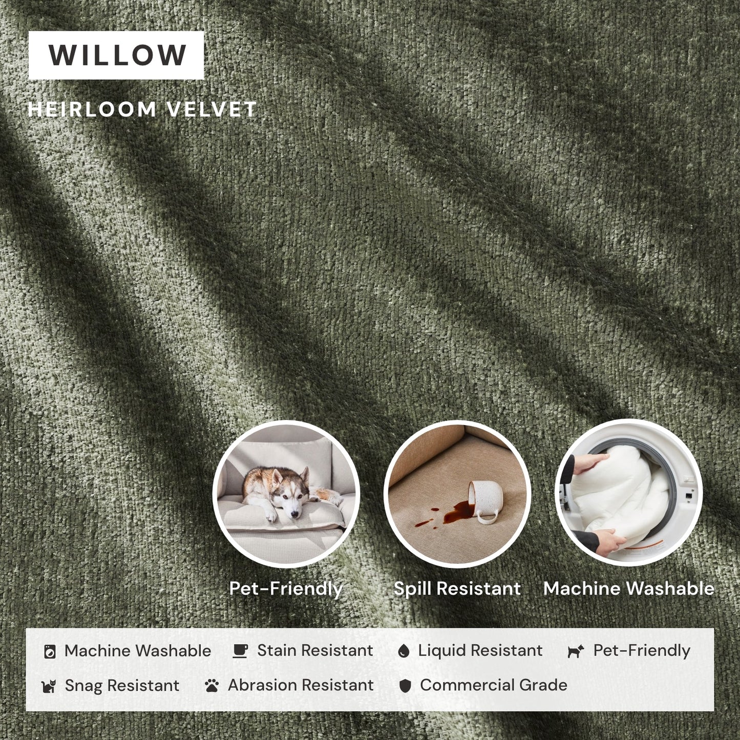 Modular Washable 8-Seater U-Sectional + Ottoman in Willow | Deluxe+ Seat | Cloud Pillow