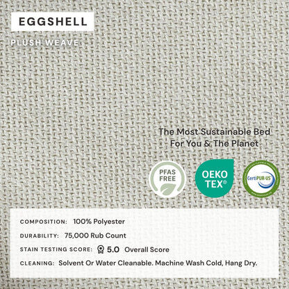 Modular Washable 8-Seater U-Sectional + Ottoman in Eggshell | Deluxe+ Seat | Cloud Pillow