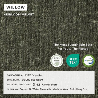 Modular Washable 8-Seater Open-Ends U-Sectional + Ottoman in Willow | Deluxe+ Seat | Cloud Pillow